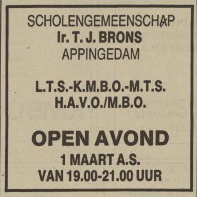 19880213 NvhN Ir T J Brons scholengemeenschap Appingedam
