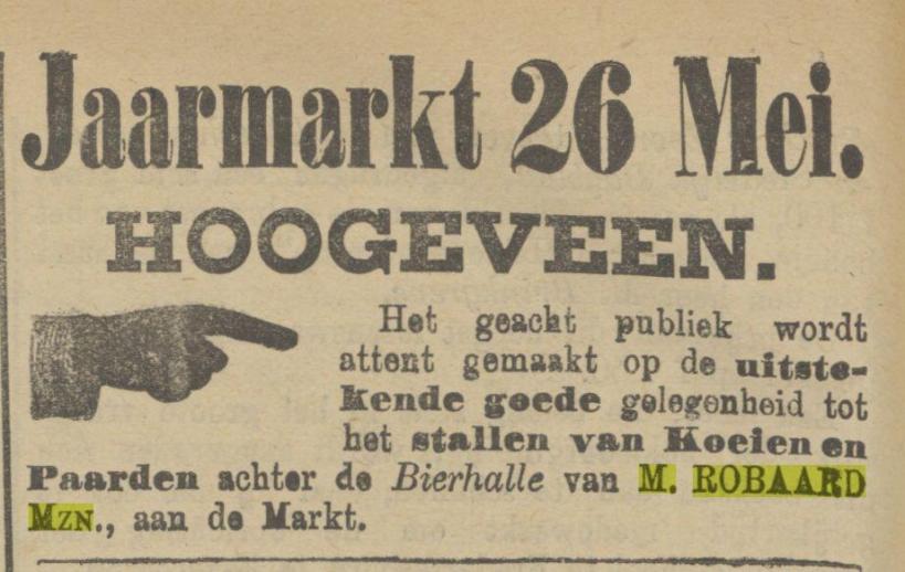 18870524 Provinciale Drentsche en Asser courant Bierhalle M Robaard Mzn