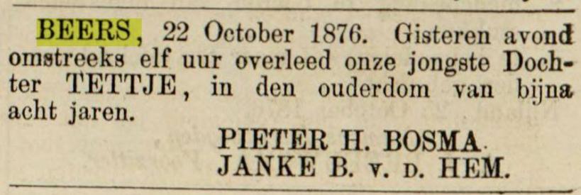 18761027 leeuwarder courant overlijden tettje
